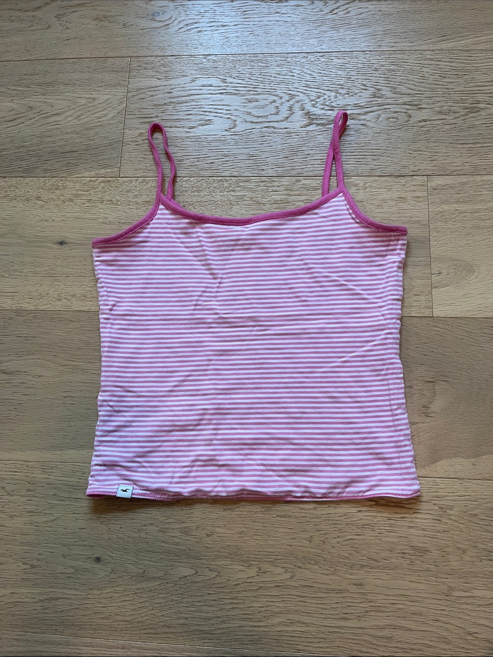 Hollister Reversible Pink and White Striped and Polka Dot Spaghetti Strap Tank